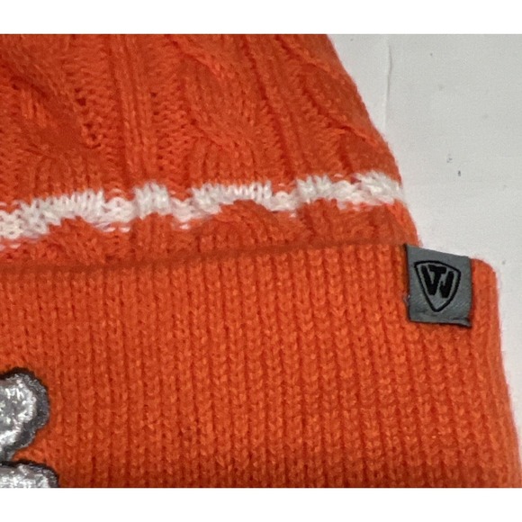 New Clemson Tigers Cable Knit Fair Isle Pom Beanie Hat Cuff Top Of The World - Picture 4 of 5